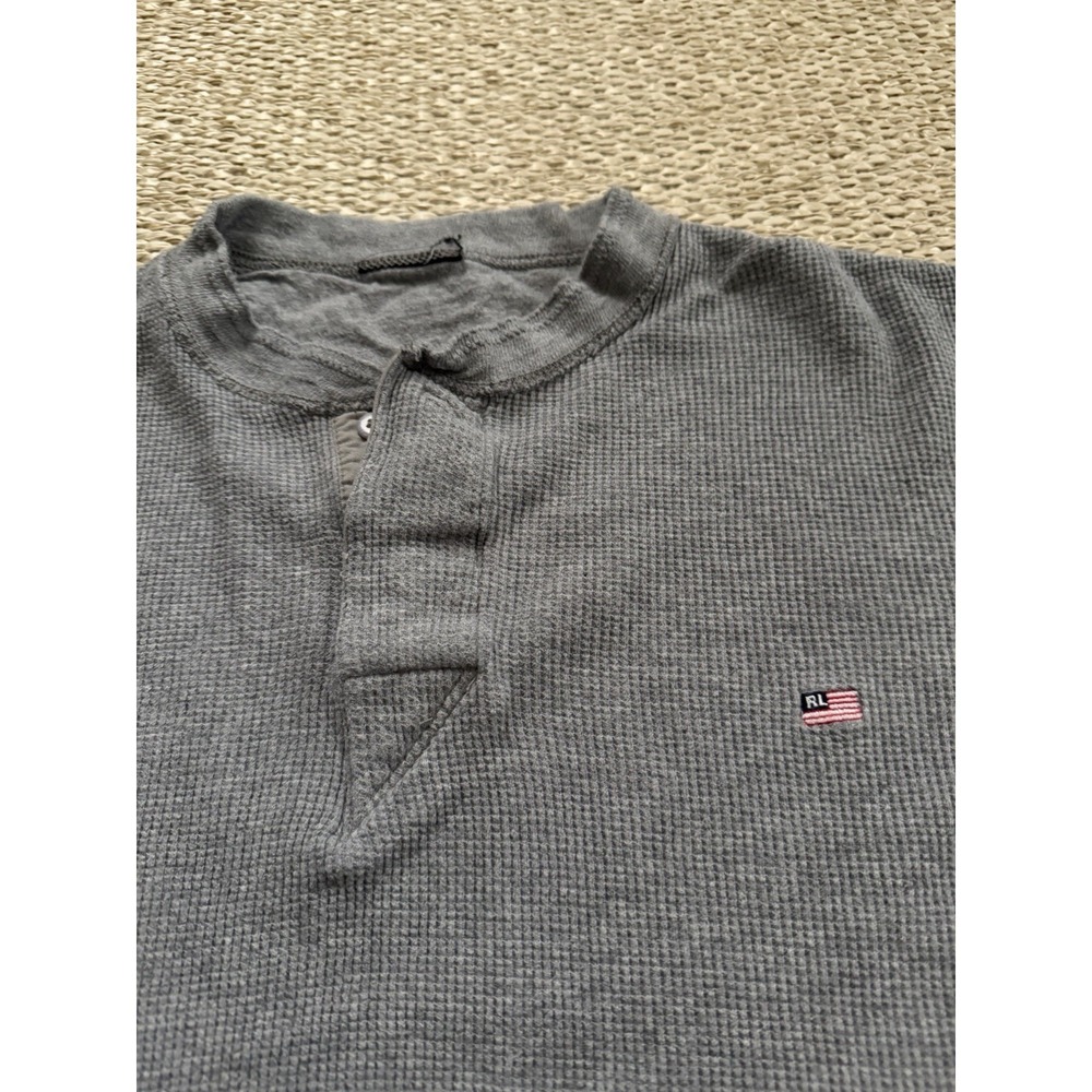 Men's Vintage Ralph Lauren Polo Ribbed Henley Long Sleeve Shirt. Grunge . LG - Picture 3 of 7